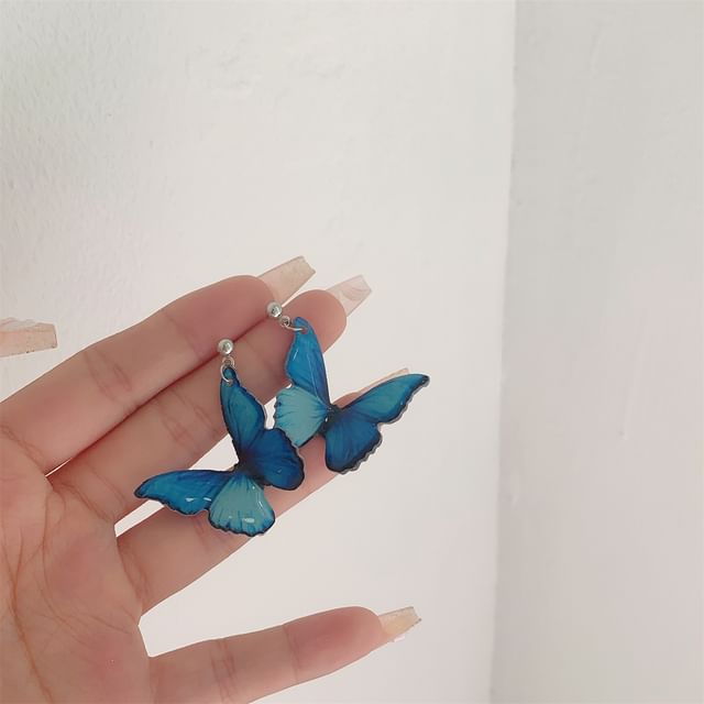 Hook Earring / Drop Butterfly Clip-On