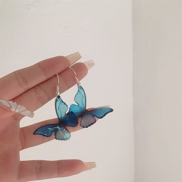 Hook Earring / Drop Butterfly Clip-On