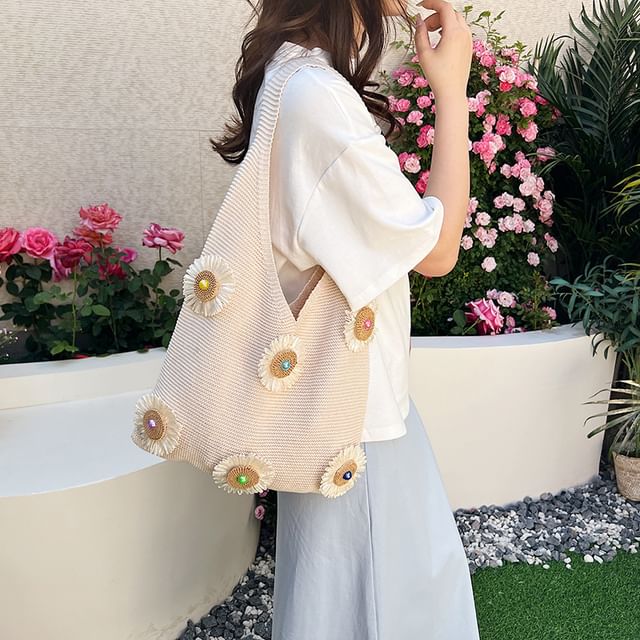 Shopper Accent Bag Flower Knit
