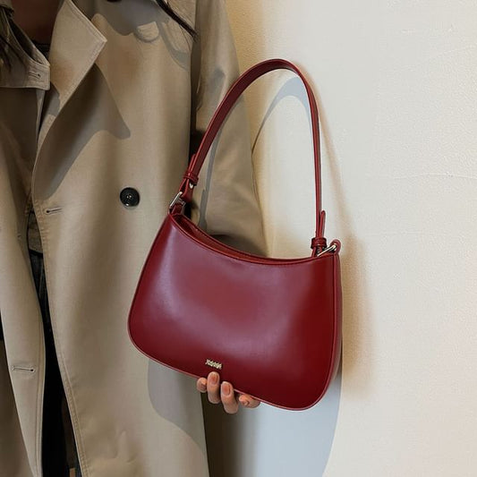 Plain Leather Faux Shoulder Bag