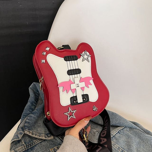 Applique Crossbody Star Violin Bag Studded