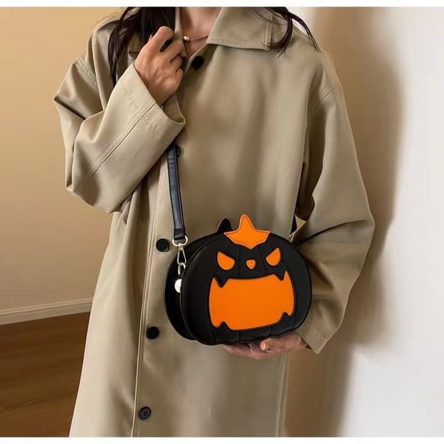 Leather Bag Faux Pumpkin Crossbody