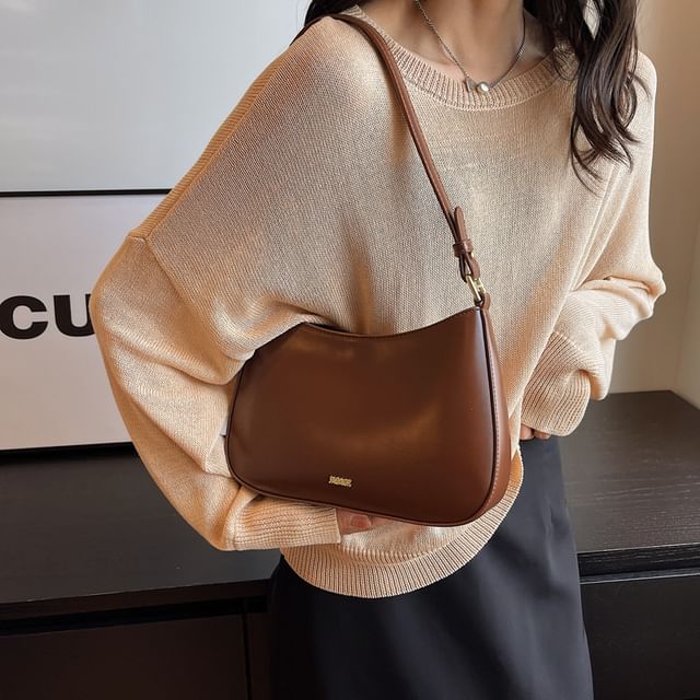 Plain Leather Faux Shoulder Bag
