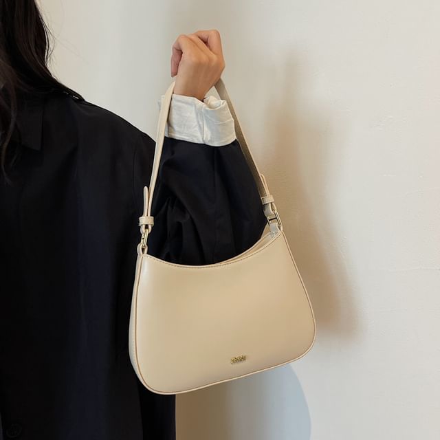 Plain Leather Faux Shoulder Bag