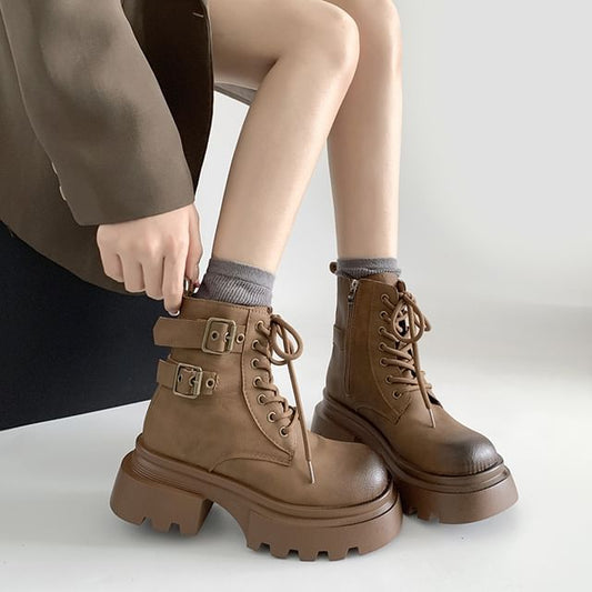 Short Lace-Up Platform Boots