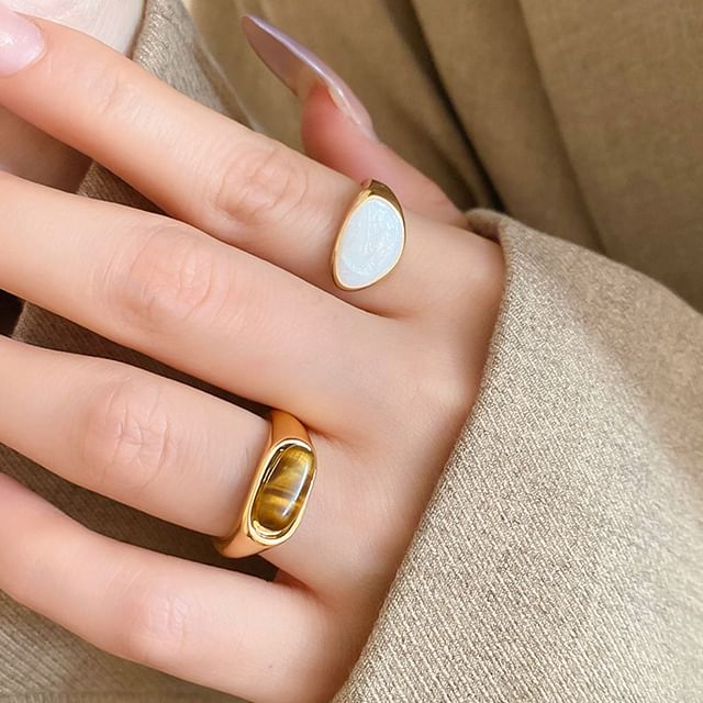 Glaze / Faux Open Ring Alloy Gemstone