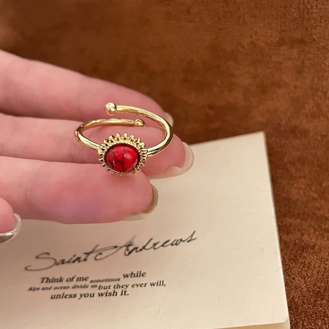 Faux Open Sun Alloy Gemstone Ring