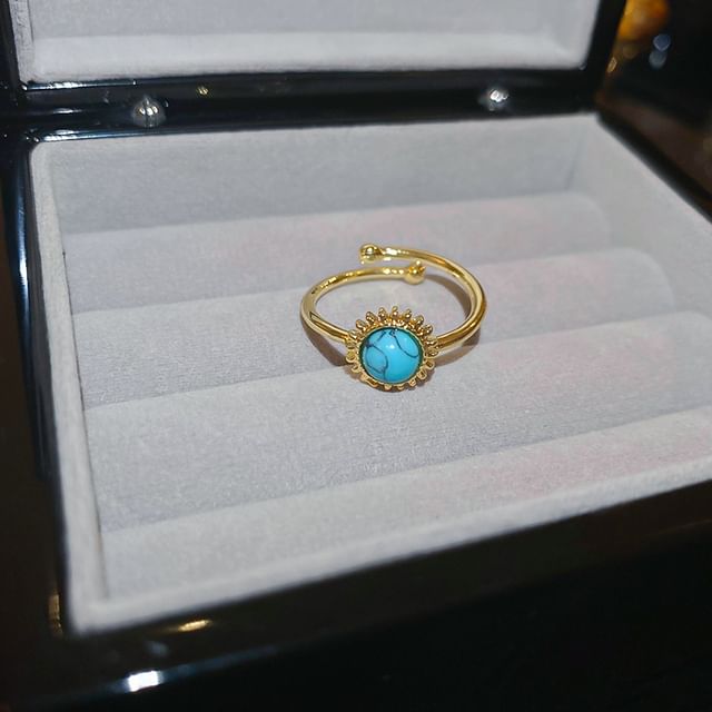 Faux Open Sun Alloy Gemstone Ring
