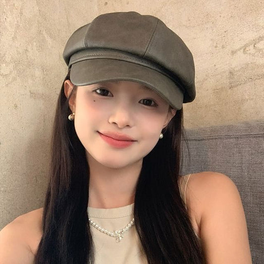 Cap Leather Newsboy Faux