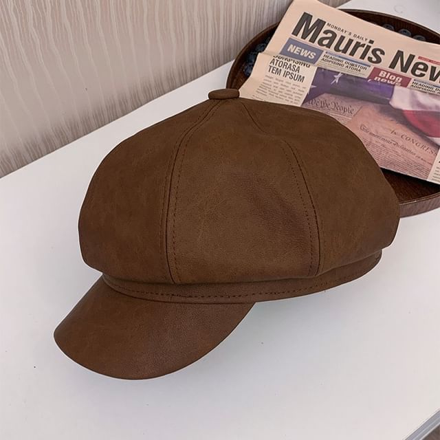 Cap Leather Newsboy Faux