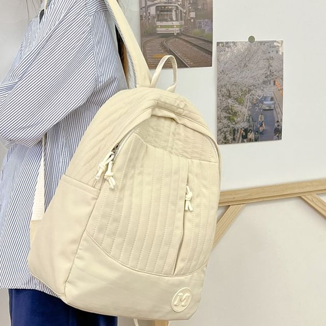 Plain Backpack Laptop Quilted