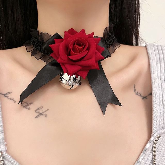 Tulle Choker Rose Bell