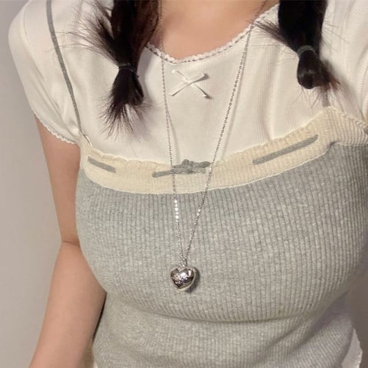 Heart Necklace Metallic