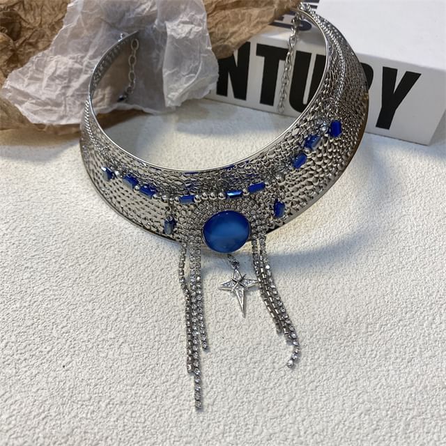 Lariat Rhinestone Choker Metallic