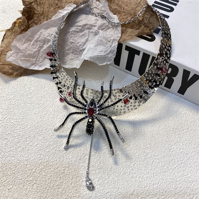 Lariat Rhinestone Choker Metallic