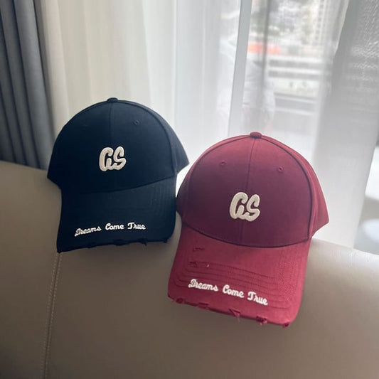 Cap Distressed Baseball Embroidered Lettering