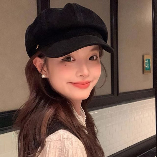 Suede Plain Cap Newsboy Faux