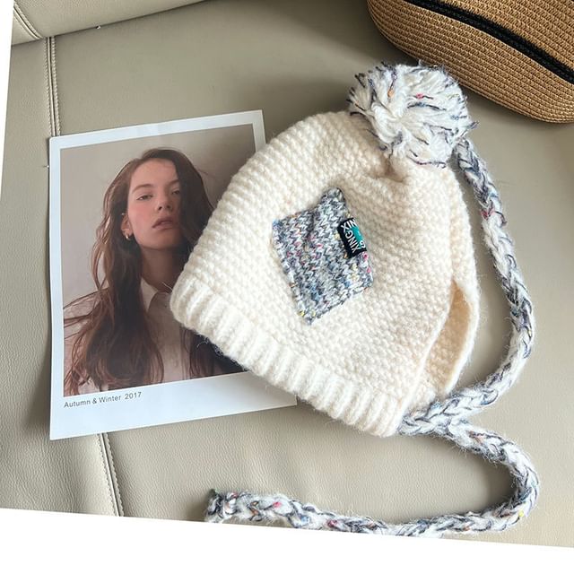 Pom Melange Earflap Hat