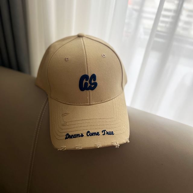 Cap Distressed Baseball Embroidered Lettering