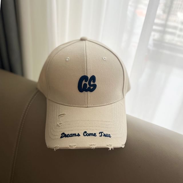 Cap Distressed Baseball Embroidered Lettering