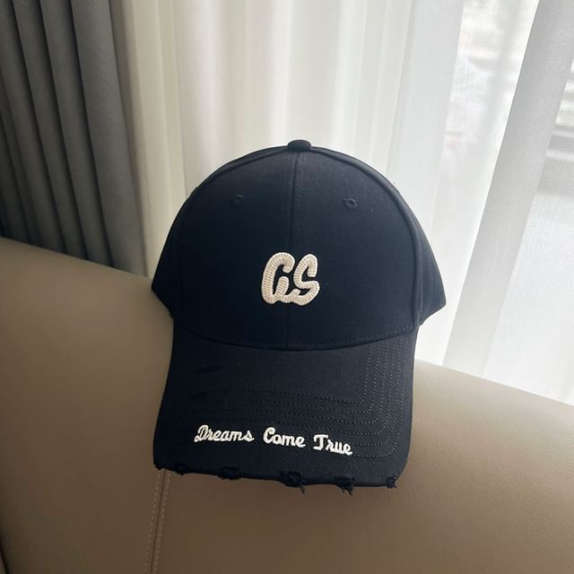 Cap Distressed Baseball Embroidered Lettering