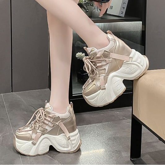 Platform Sneakers Hidden Wedge Panel