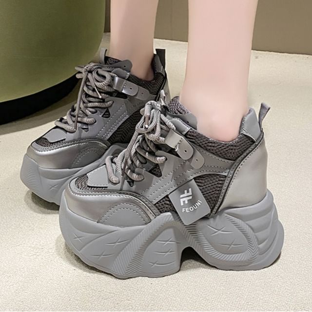 Sneakers Platform Mesh Hidden Panel Wedge
