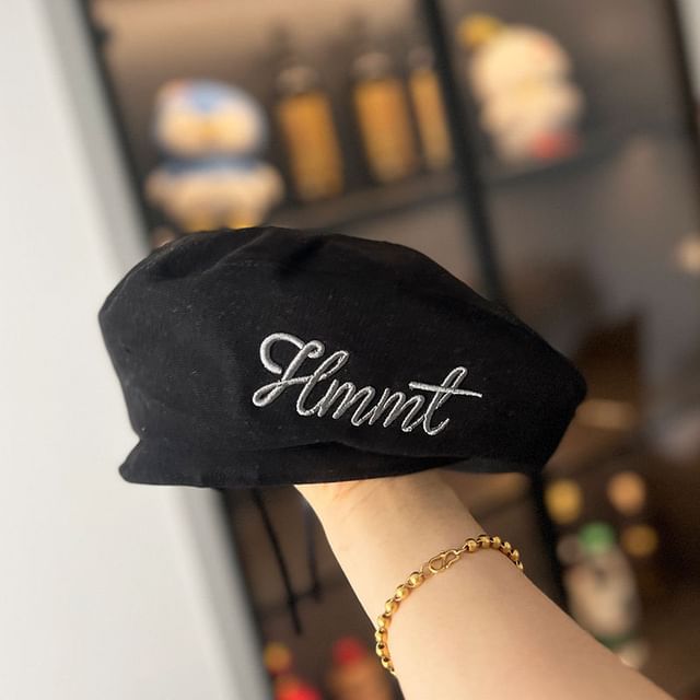 Lettering Embroidered Beret