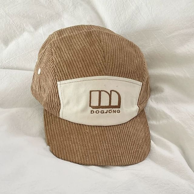 Baseball Embroidered Panel Corduroy Lettering Cap