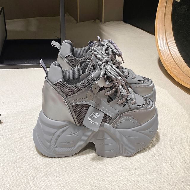 Sneakers Platform Mesh Hidden Panel Wedge