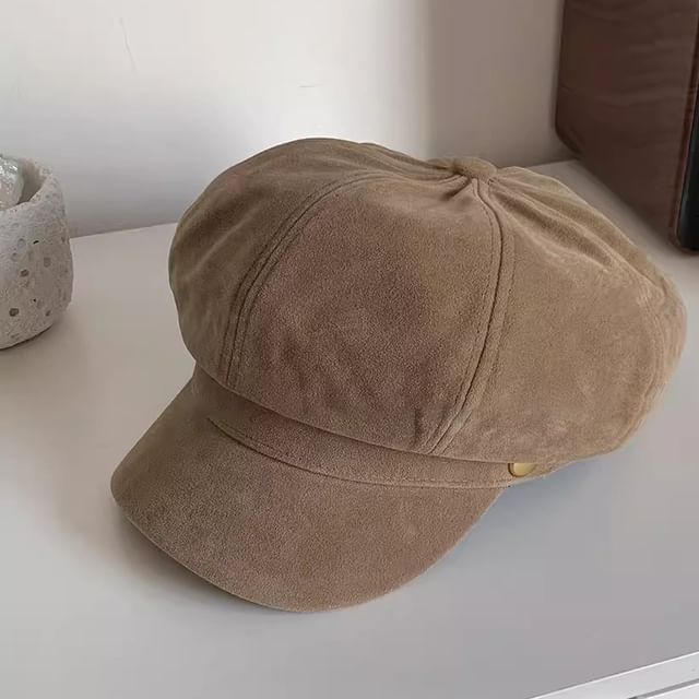 Suede Plain Cap Newsboy Faux