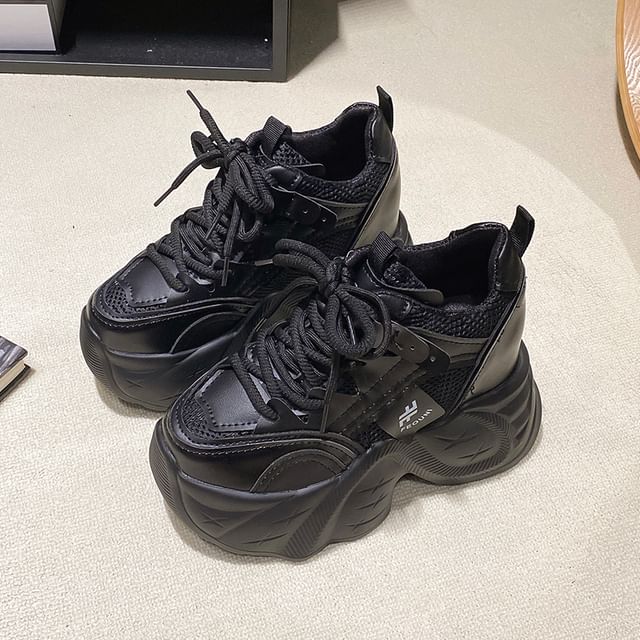 Sneakers Platform Mesh Hidden Panel Wedge