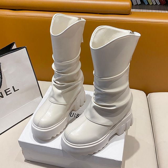 Panel Platform Boots Calf Mid