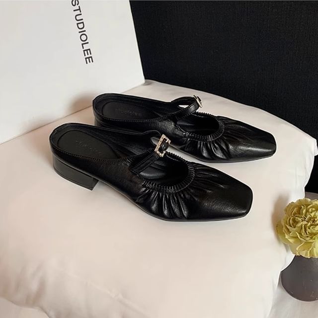 Square Heel Toe Low Mules