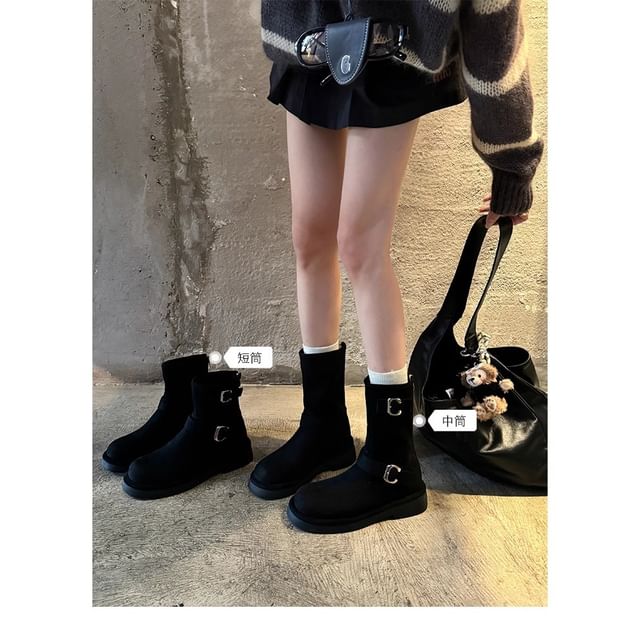 Buckled Faux Suede Boots Designs) (Various