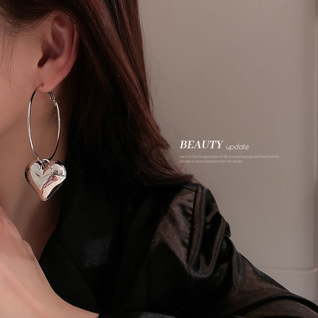 Earring Designs) (Various Dangle Heart Hoop Alloy