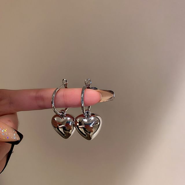 Earring Designs) (Various Dangle Heart Hoop Alloy