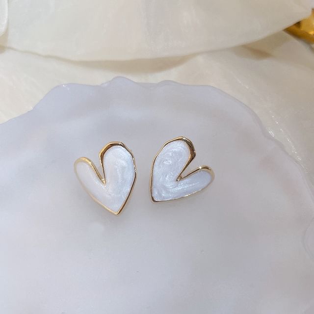Ear Stud Glaze / Asymmetrical Heart Leaf Cuff Dangle Alloy Butterfly Earring