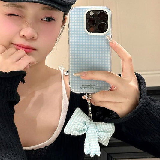 Case Phone / Plaid Charm Set Bow