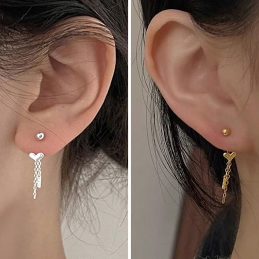 Threader Earring Heart Alloy
