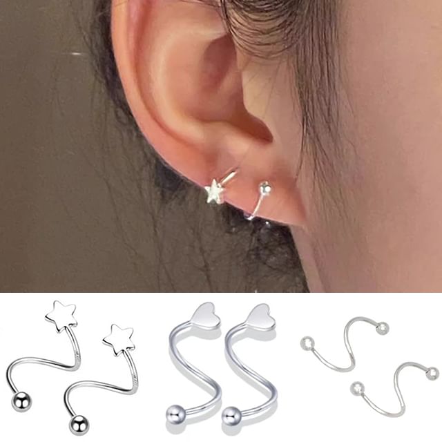 Jacket Heart Bead Star / Ear Alloy