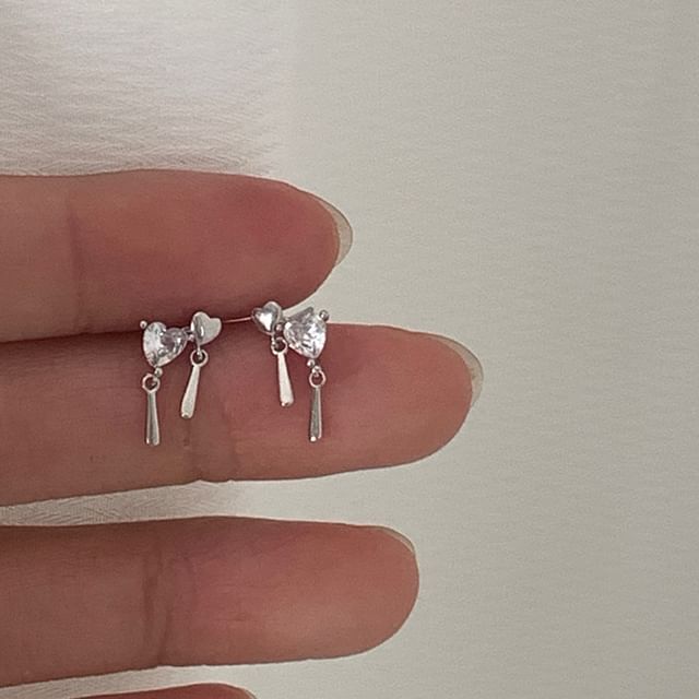 Drop Alloy Heart Rhinestone Earring