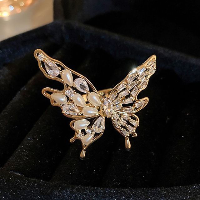 Pearl Ring Rhinestone Freshwater