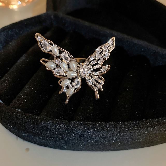 Pearl Ring Rhinestone Freshwater