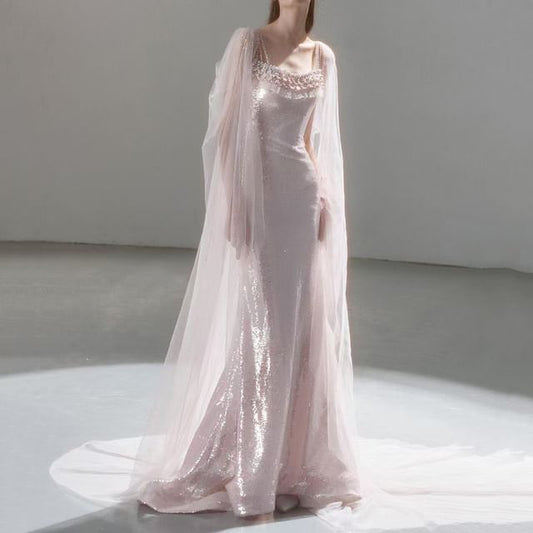 Lace Sheath Evening Trim Plain Spaghetti Gown Strap