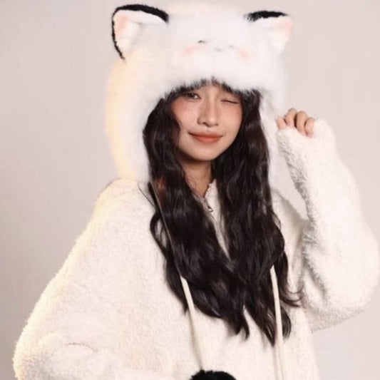 Chenille Trapper Hat Animal Ear