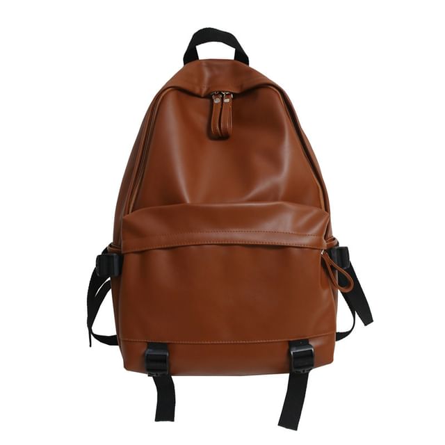 Faux Leather Backpack Multi-Pocket
