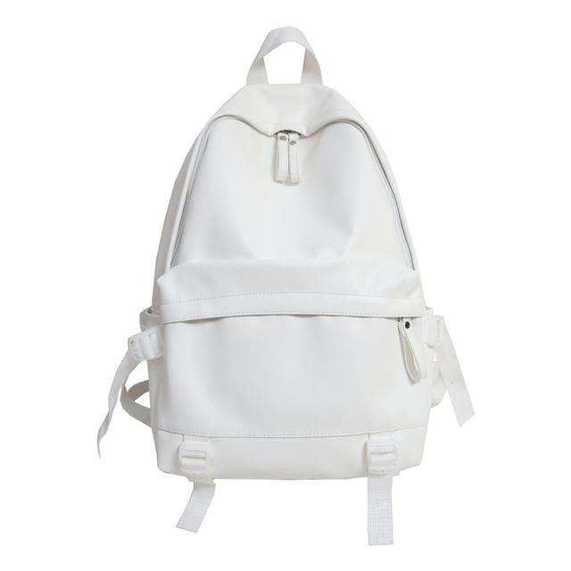 Faux Leather Backpack Multi-Pocket