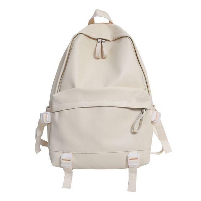 Faux Leather Backpack Multi-Pocket