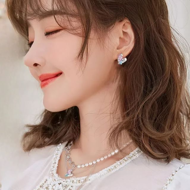 Sterling Earring Panel Cuff Silver Ear Heart Stud /